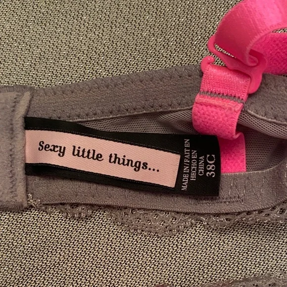 Victoria Secret Pink and Gray Lace Push-Up Convertible Bra Set NW/OT